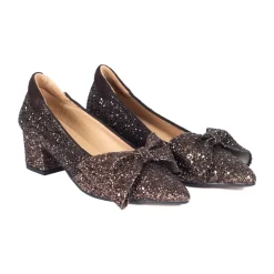 Clearance Glitter Pump med Sløjfe Dame Pumps|Stiletter