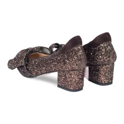 Clearance Glitter Pump med Sløjfe Dame Pumps|Stiletter