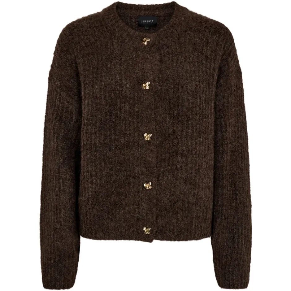 Clearance Melange Knappe Cardigan Dame Striktrøjer & Sweatere