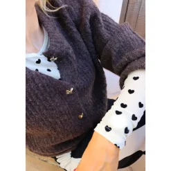 Clearance Melange Knappe Cardigan Dame Striktrøjer & Sweatere