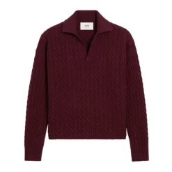 Sale Burgundy Cable Strik Sweater Strik