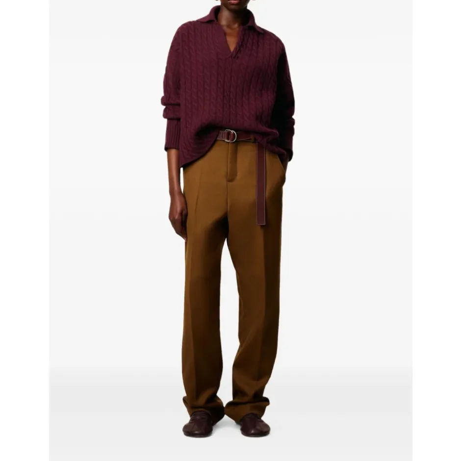 Sale Burgundy Cable Strik Sweater Strik