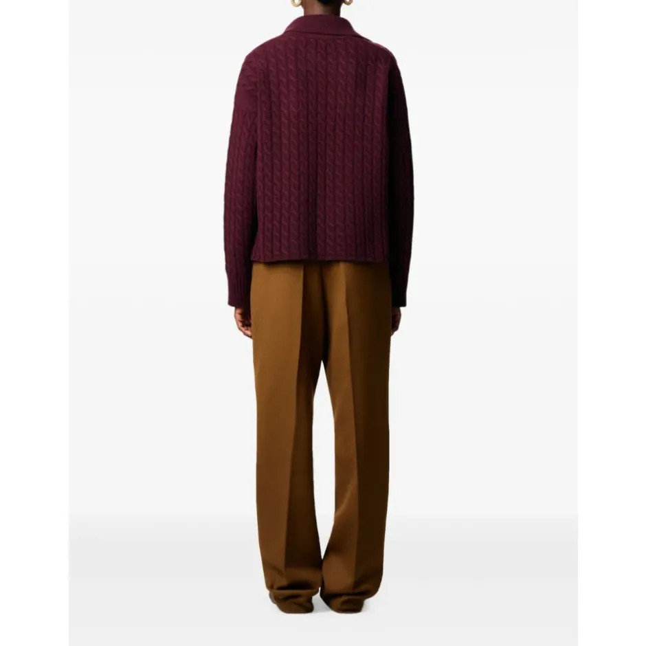 Sale Burgundy Cable Strik Sweater Strik