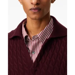 Sale Burgundy Cable Strik Sweater Strik