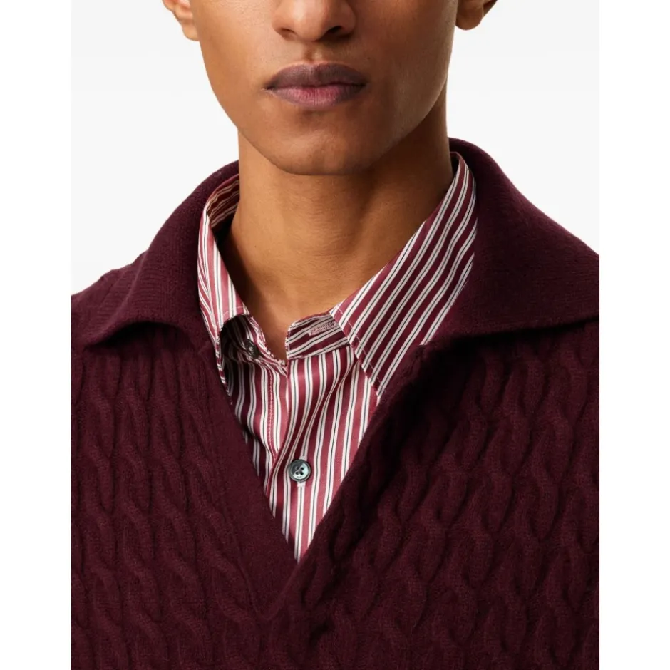 Sale Burgundy Cable Strik Sweater Strik