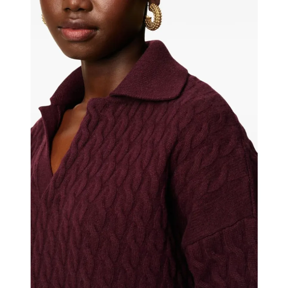 Sale Burgundy Cable Strik Sweater Strik