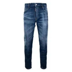 Sale Button Jeans med læderpatch Jeans