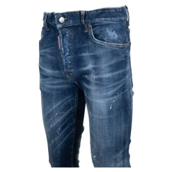 Sale Button Jeans med læderpatch Jeans