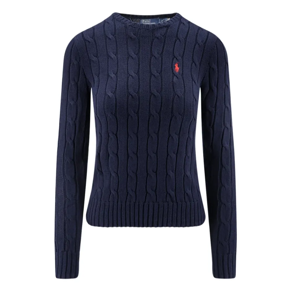 Hot Cable Knit Bomulds Sweater Dame Striktrøjer & Sweatere
