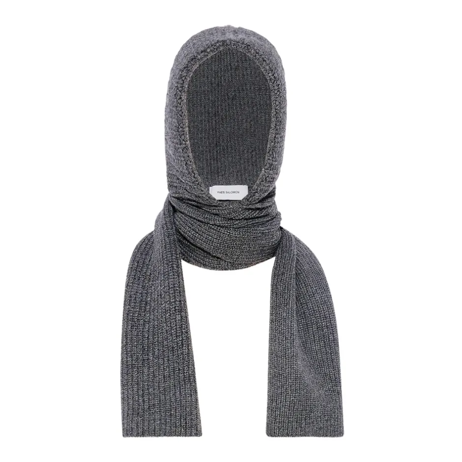 Outlet Cashmere og uld strikket hættehalstørklæde Dame Tørklæder