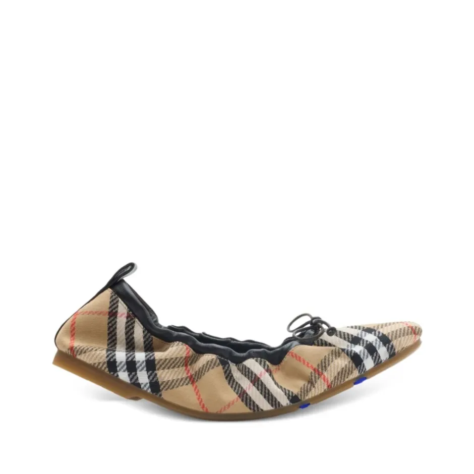 Outlet Check Fawn Ballerinas Dame Ballerina Sko