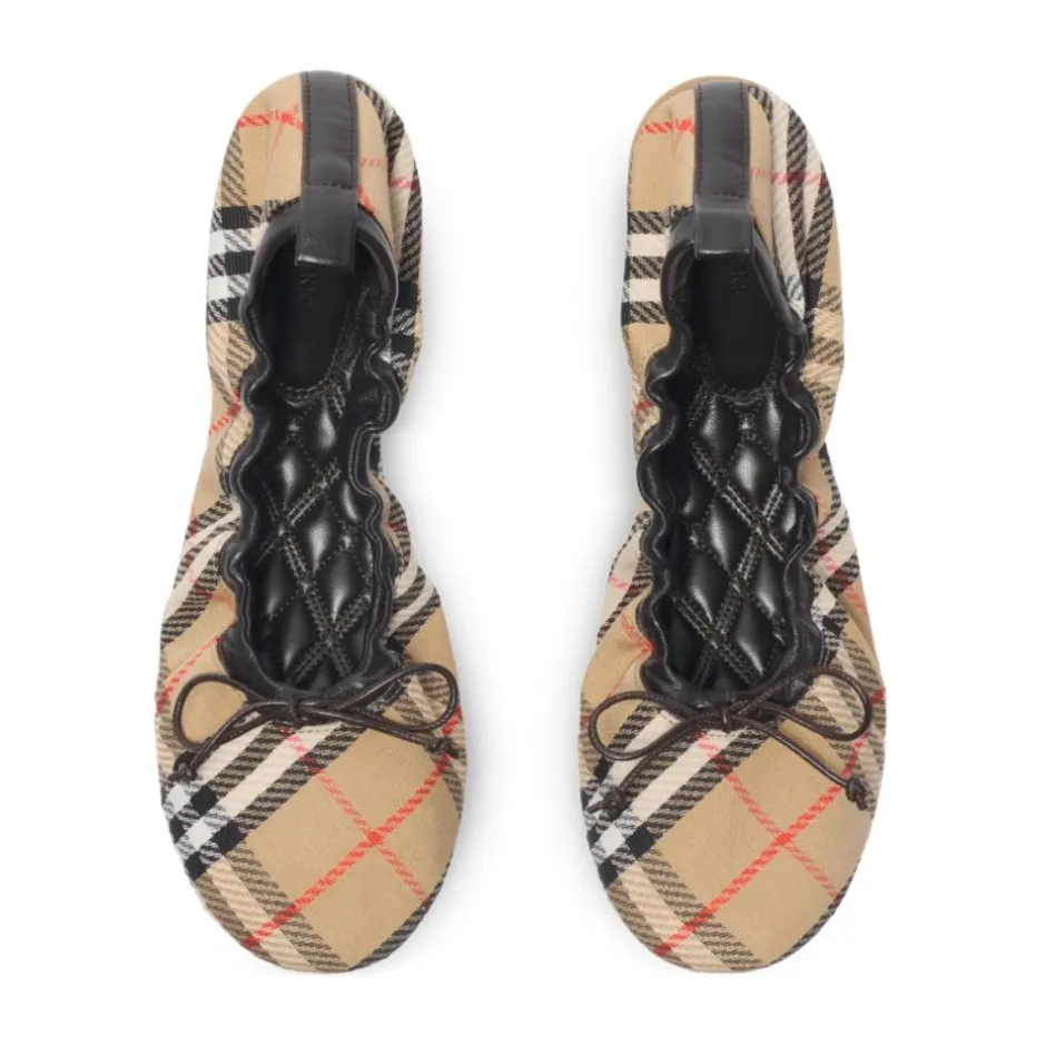Outlet Check Fawn Ballerinas Dame Ballerina Sko