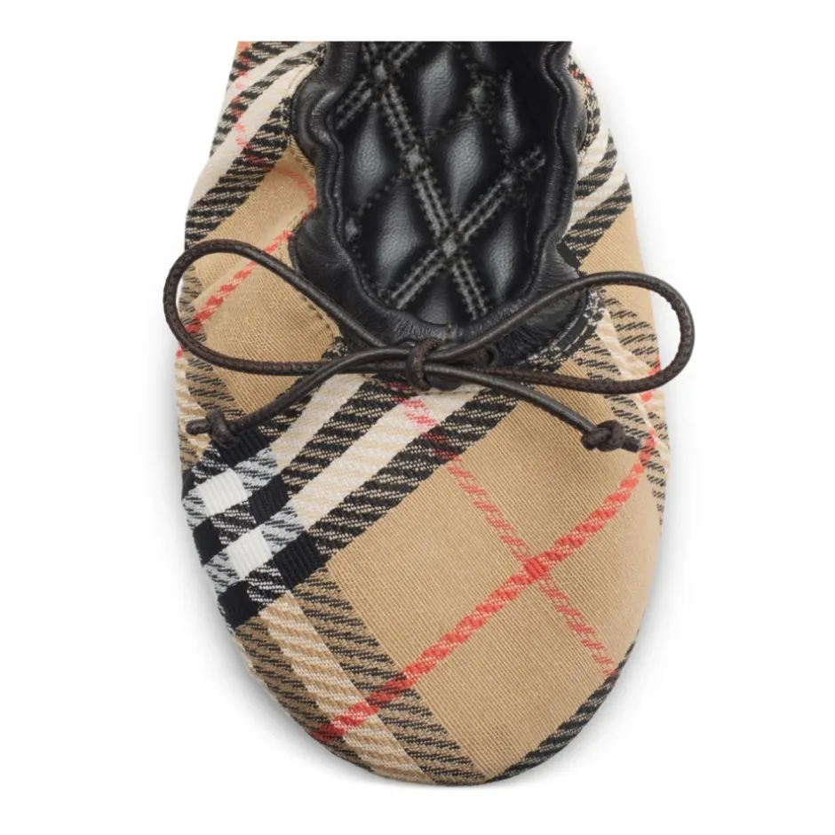 Outlet Check Fawn Ballerinas Dame Ballerina Sko