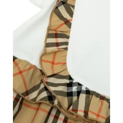 Outlet Check Trim Stretch Cotton Dress Børn Kjoler & Nederdele