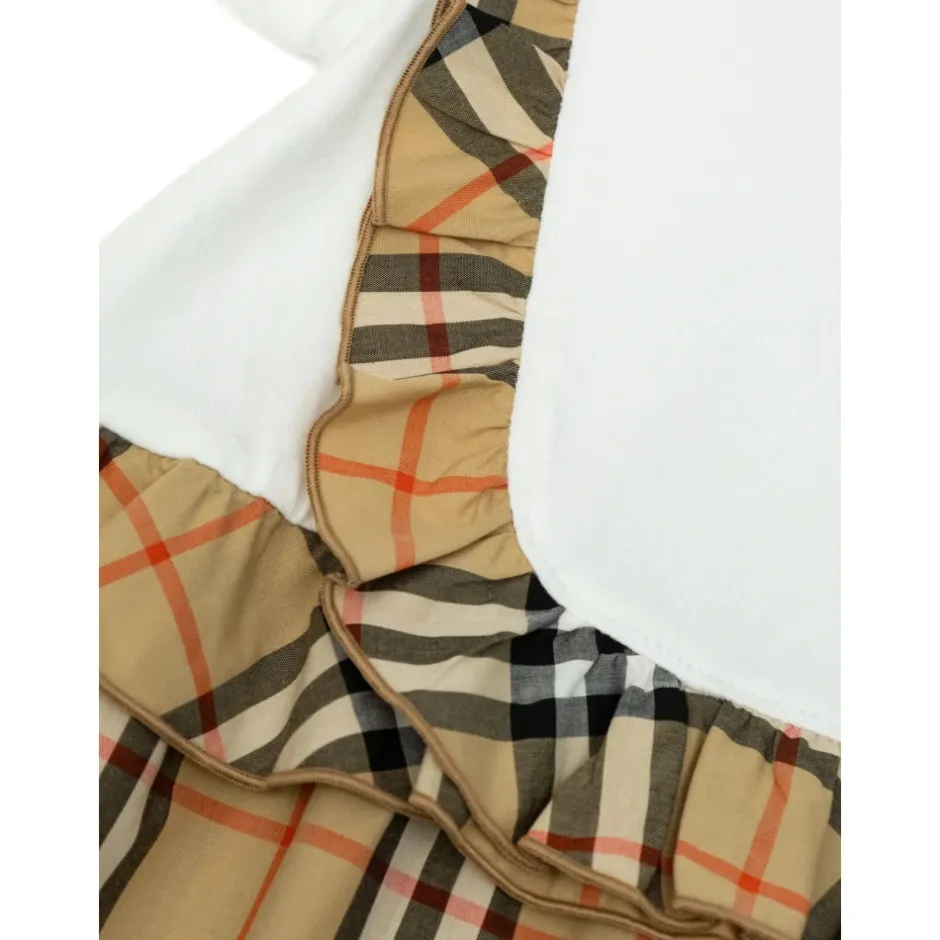 Outlet Check Trim Stretch Cotton Dress Børn Kjoler & Nederdele