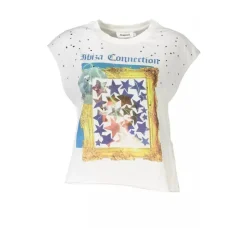 New Chic Sleeveless White Tee with Print Dame T-Shirts