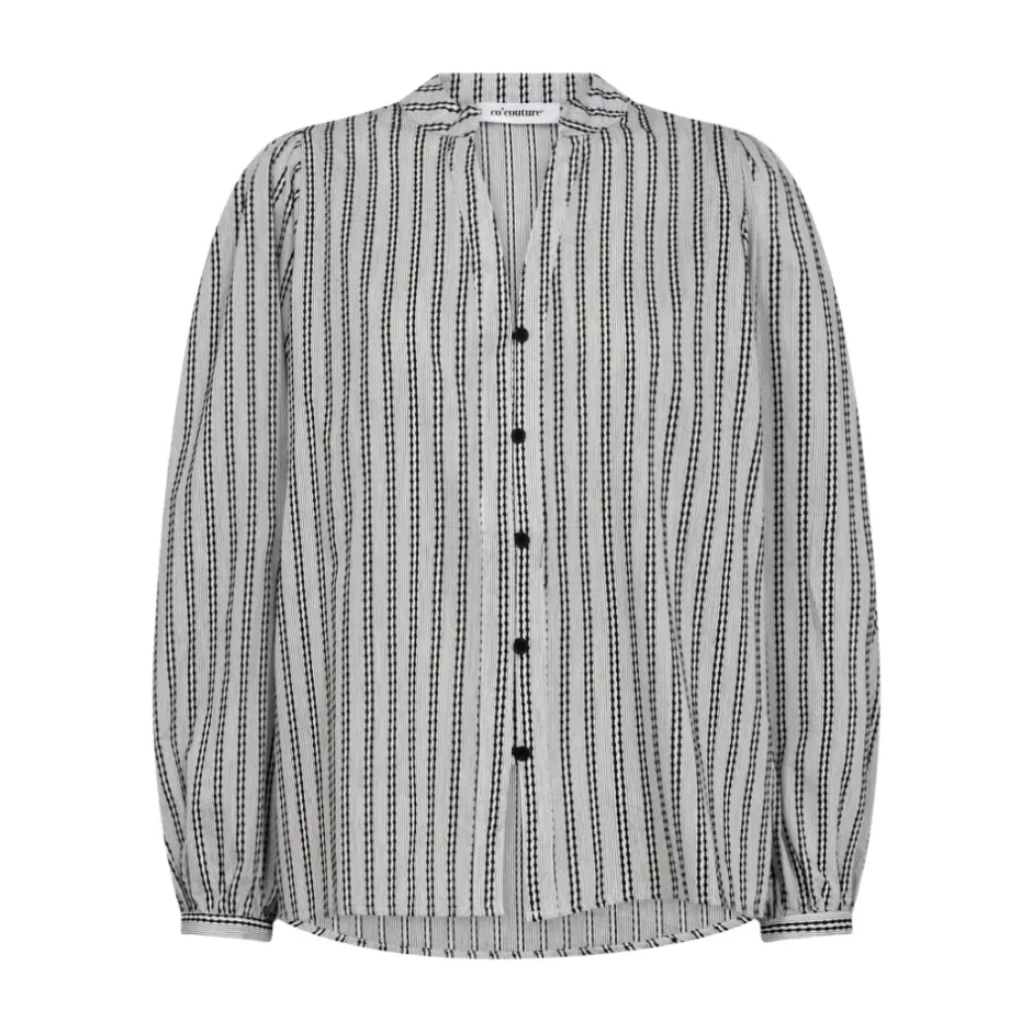 Chic Sort og Hvid V-Shirt Dame Bluser & Skjorter