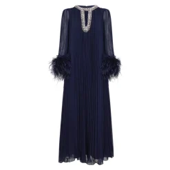 Best Chiffon Feather Midi Dress Dame Kjoler
