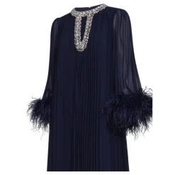 Best Chiffon Feather Midi Dress Dame Kjoler
