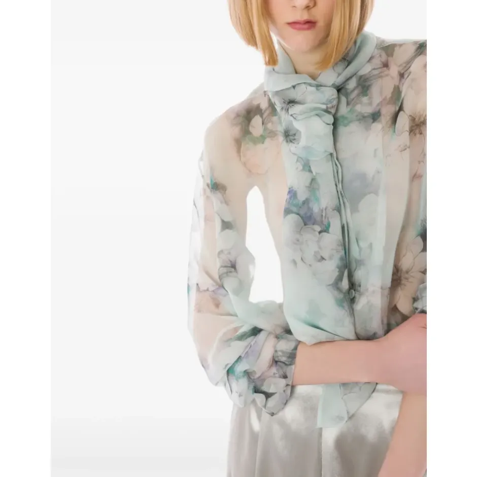 Best Chiffonbluse med blomsterprint og sløjfe Dame Bluser & Skjorter