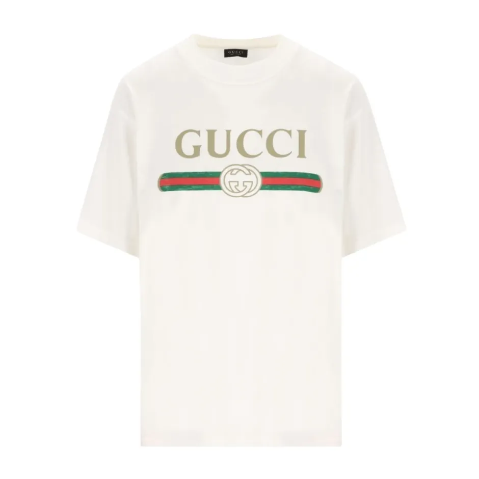 Clearance Cotton Jersey and Silk T-Shirt with Print Dame T-Shirts