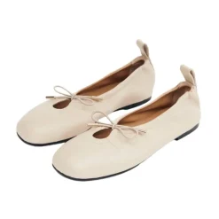 Best Creme Læder Ballerina Sko Dame Ballerina Sko