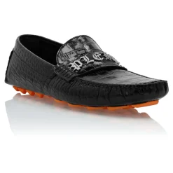 Discount Croco Printed Leather Loafers Loafers