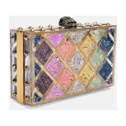 Clearance Crystal Quilt Box Clutch Dame Clutch