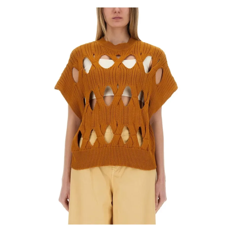 Discount Cut-Out Strikket Sweater Vest Dame Striktrøjer & Sweatere