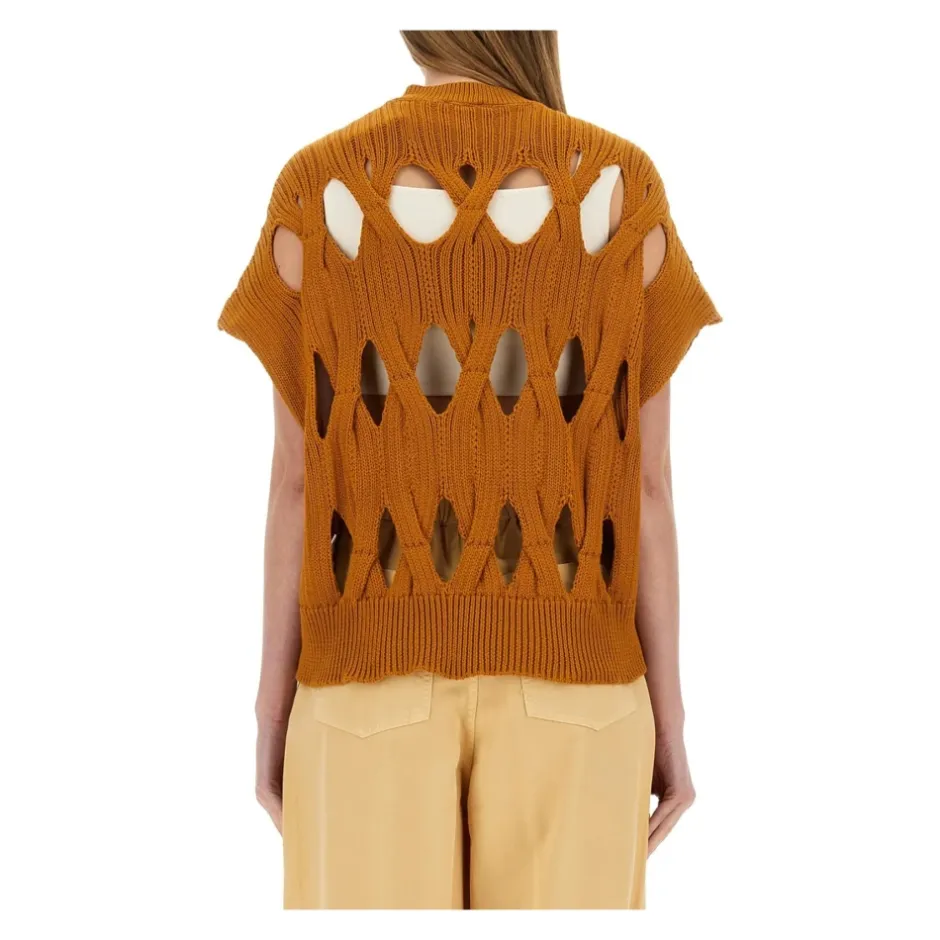 Discount Cut-Out Strikket Sweater Vest Dame Striktrøjer & Sweatere