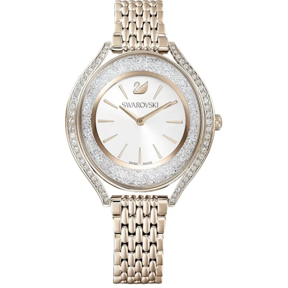 Sale Damearmbåndsur Crystalline Aura Ur Schweizisk Produktion, Metalarmbånd, Gylden, Champagne-Gylden Finish 5519456 Dame Ure