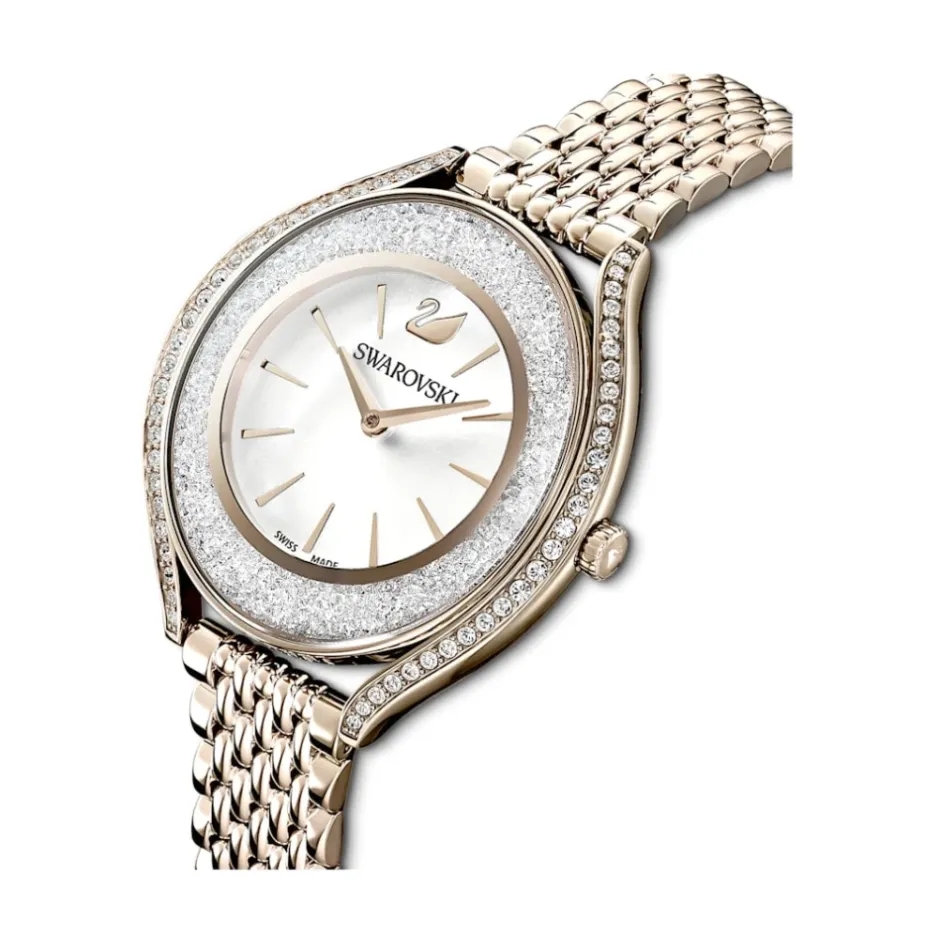 Sale Damearmbåndsur Crystalline Aura Ur Schweizisk Produktion, Metalarmbånd, Gylden, Champagne-Gylden Finish 5519456 Dame Ure