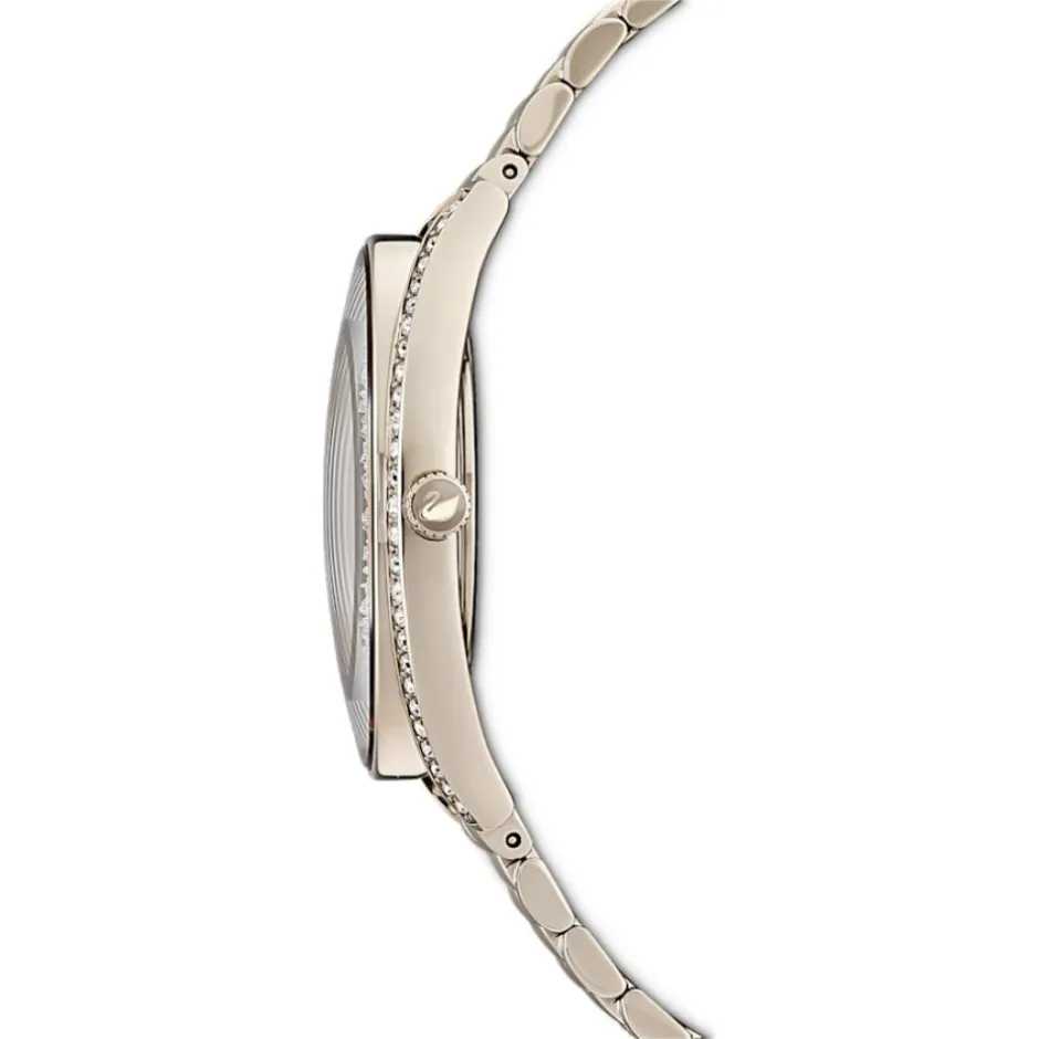 Sale Damearmbåndsur Crystalline Aura Ur Schweizisk Produktion, Metalarmbånd, Gylden, Champagne-Gylden Finish 5519456 Dame Ure