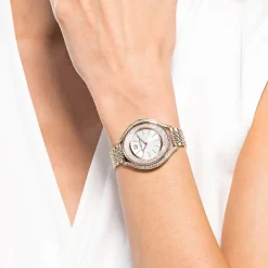 Sale Damearmbåndsur Crystalline Aura Ur Schweizisk Produktion, Metalarmbånd, Gylden, Champagne-Gylden Finish 5519456 Dame Ure