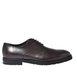New Dark brown leather and tumbled leather lace-ups Business Sko