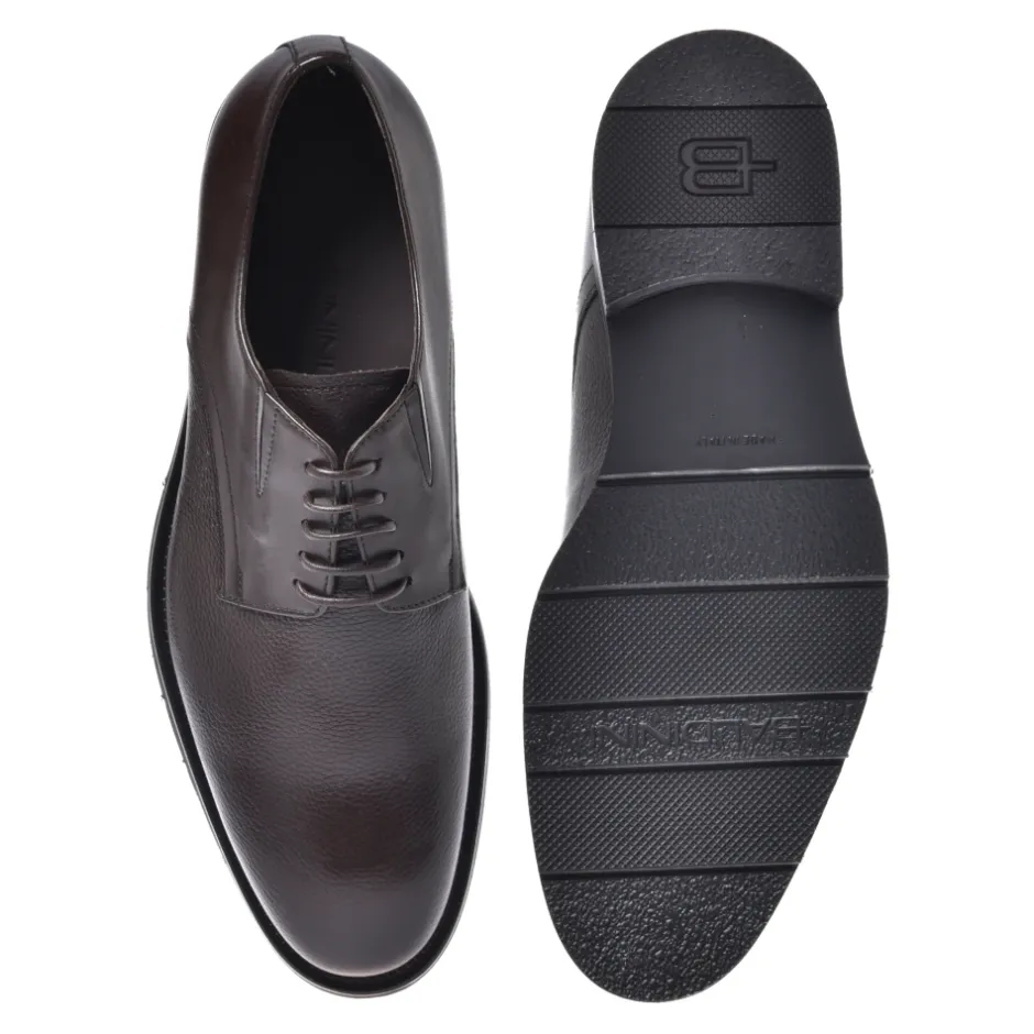 New Dark brown leather and tumbled leather lace-ups Business Sko