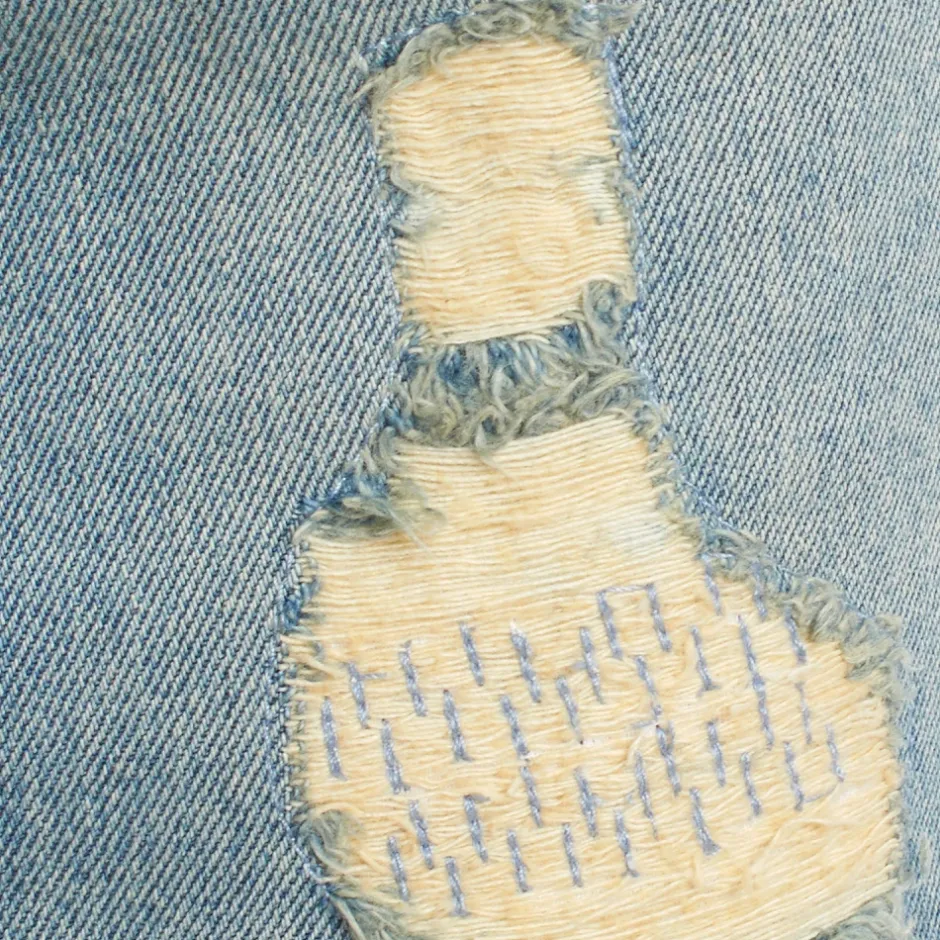 Sale Denim Mini Nederdel med Distressed Effekt Dame Nederdele