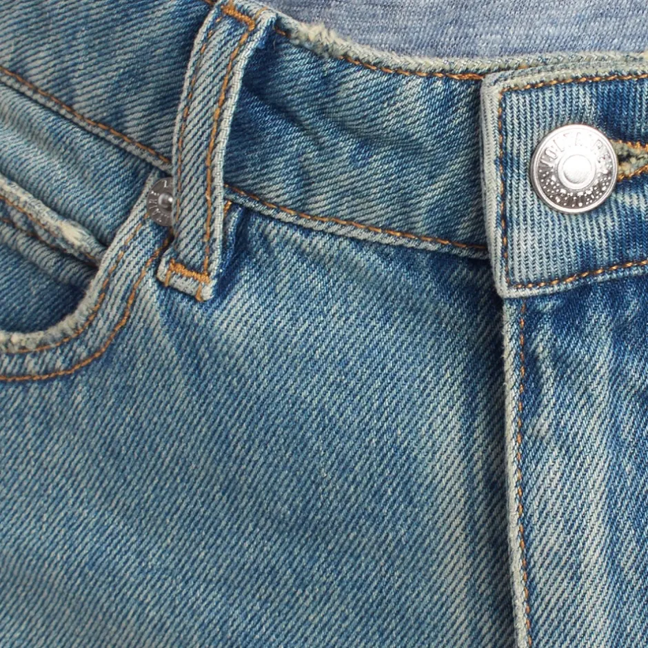 Sale Denim Mini Nederdel med Distressed Effekt Dame Nederdele