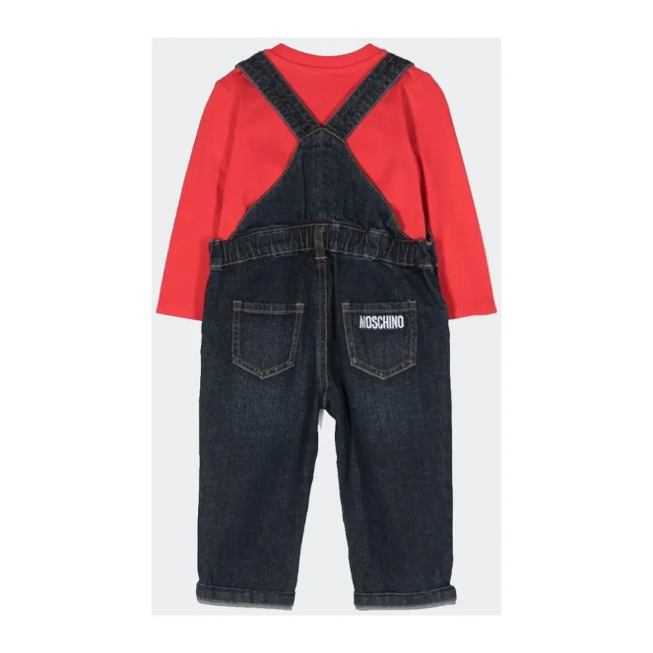 Clearance Denim Salopette og langærmet T-shirt sæt Børn Jumpsuits