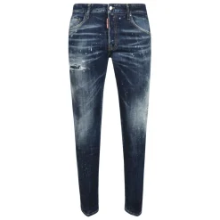 Denim stretch jeans med malingssprøjt Jeans