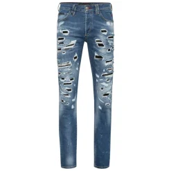 Denim Super Straight Cut Destroyed Jeans