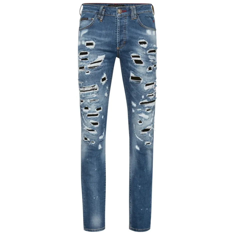 Denim Super Straight Cut Destroyed Jeans