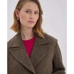 Online Denise Brown Uld Herringbone Frakke Dame Frakker