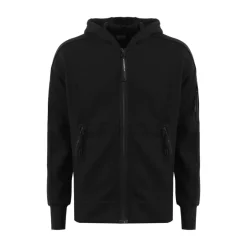 Clearance Diagonal Raised Zip Through Hoodie Trøjer