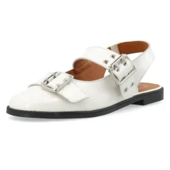 Outlet DIANA Mary Jane Patent Ballerinas Off White Dame Ballerina Sko