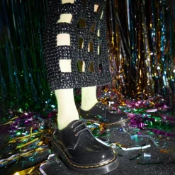 New Distressed Patent Ballerina Sko Dame Snøresko