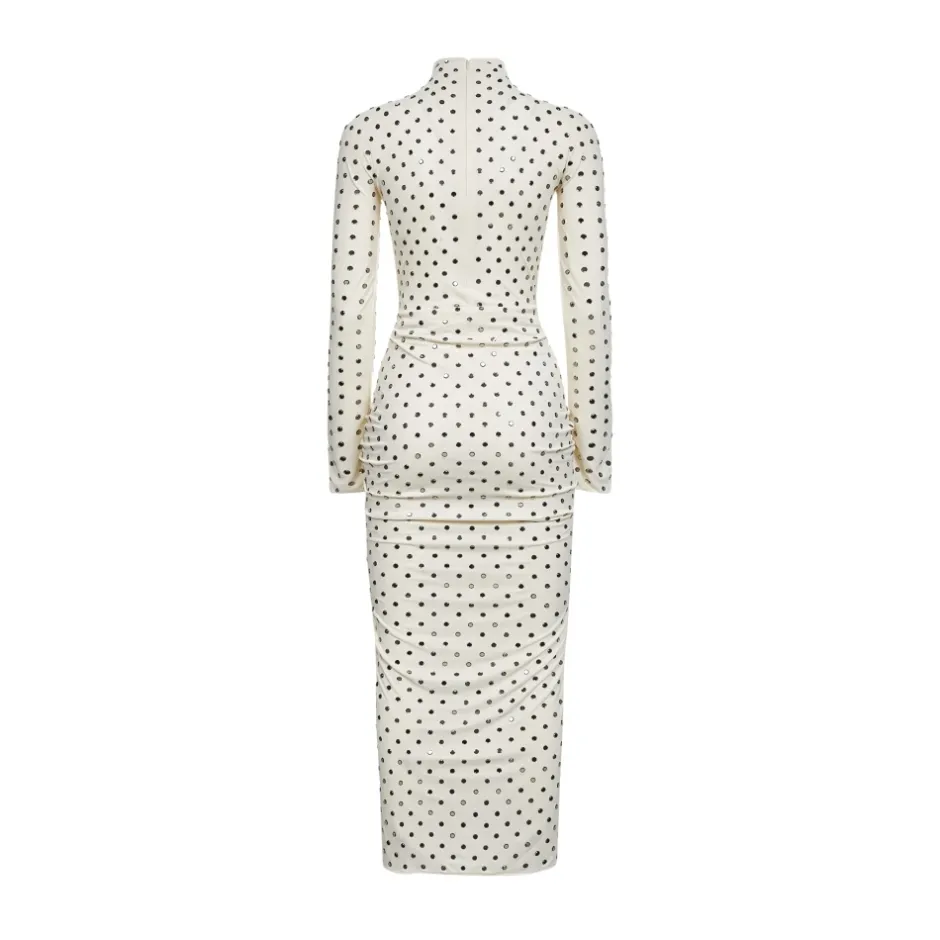 Clearance Draped Fluid Strass Jersey Dress Dame Kjoler