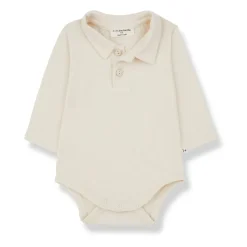 Ecru Bomuld Polo Top Langærmet Børn Bodystocking & Sæt
