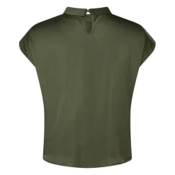 Discount Elegant Drapy Satin Bluse med Knude Detalje Dame Bluser & Skjorter