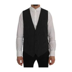 Clearance Elegant Gr Vest med Striber Jakkesæt